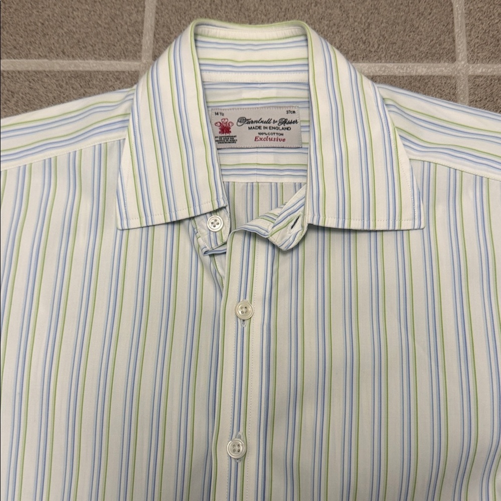 Turnbull & Asser 100% Cotton Striped French Cuff Dress Shirt Made in England